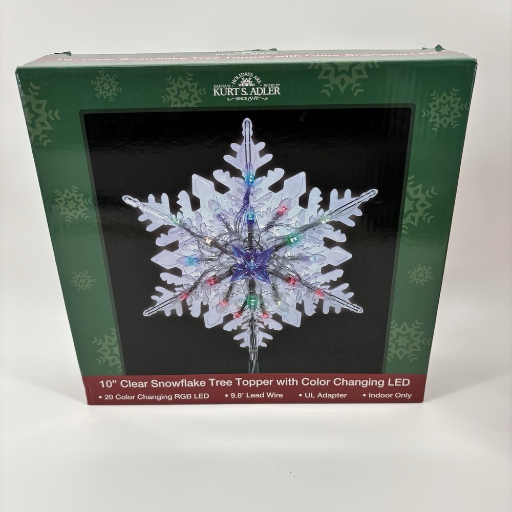 Kurt's Adler Snowflake Tree Topper Red Green Blue Color Changing LED  20 Lights